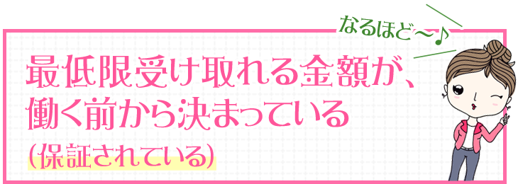 最低限受け取れる金額が、働く前から決まっている（保証されている）